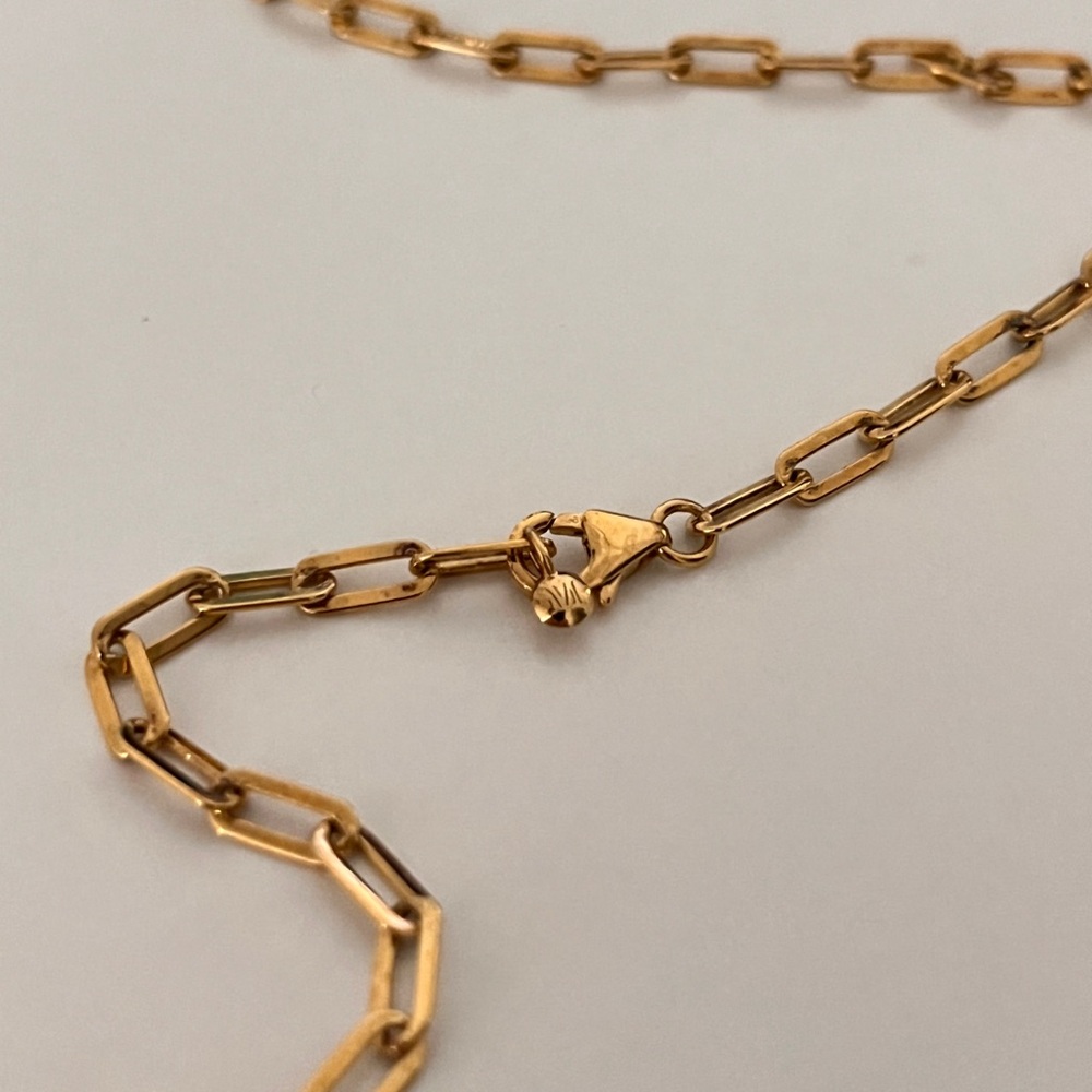 Monica Vinader 18” Paperclip Chain Necklace 18k Gold Vermeil Removal Charm - Picture 6 of 8